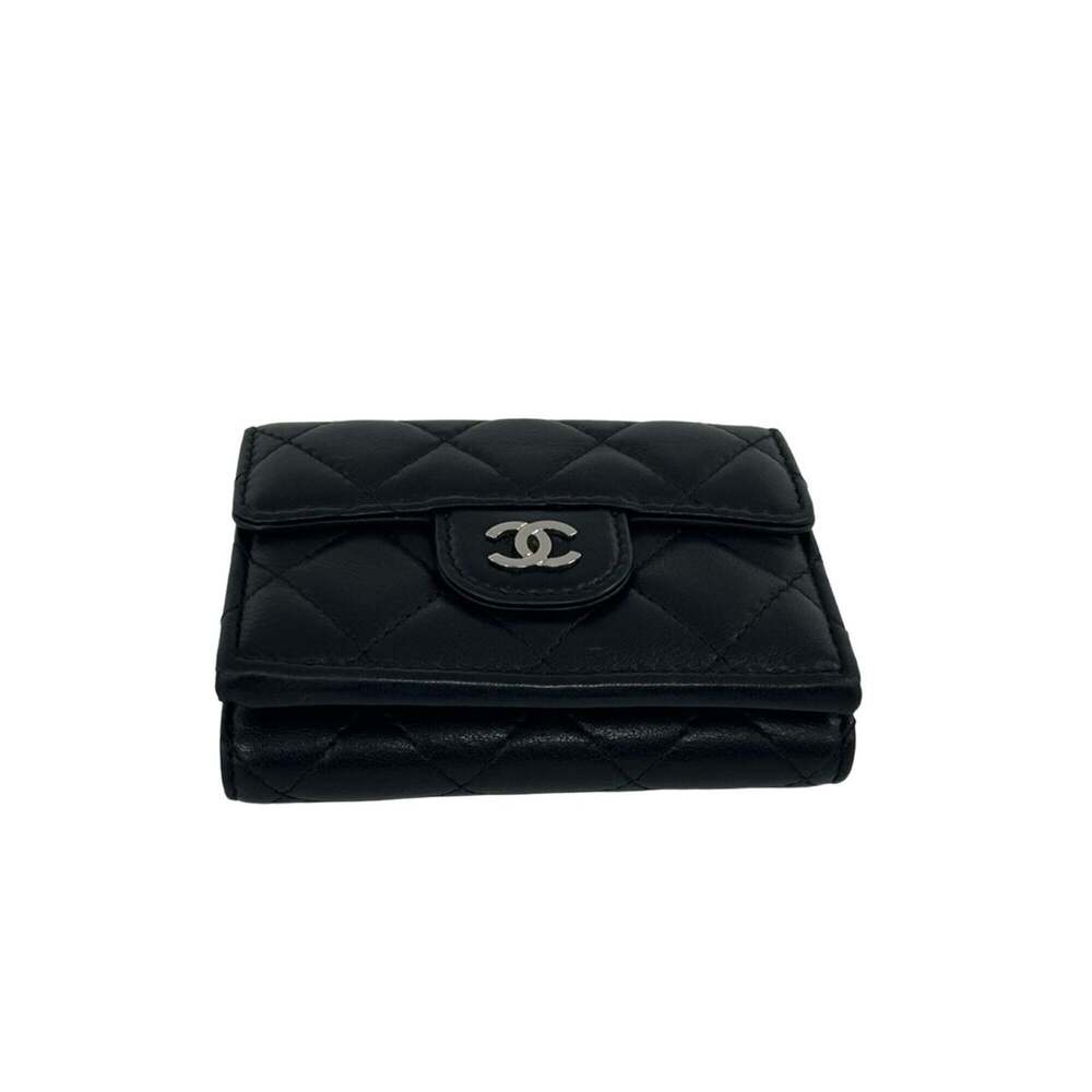 CHANEL Black Lambskin Leather Logo Wallet - Picture 6 of 10